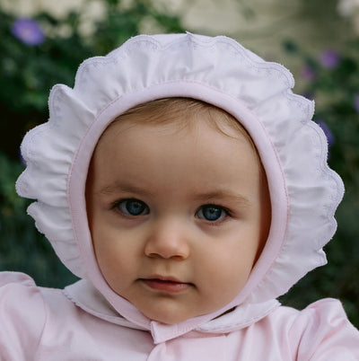 Floella Pink Frill Baby Bonnet