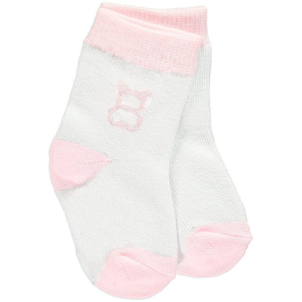 Anya Girls Socks Twin Pack, Pink and White - Emile et Rose