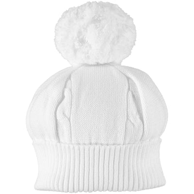 Fuzzy White Baby Bobble Hat - Emile et Rose