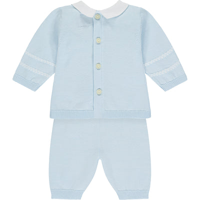 Declan Blue Knit Baby Boys Trouser Set with Hat