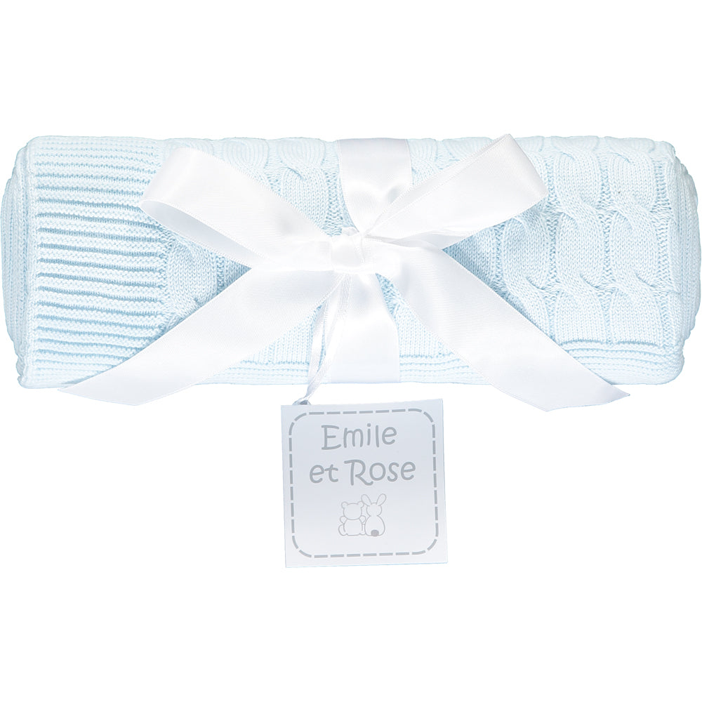 Gino Blue Knit Baby Blanket - Emile et Rose