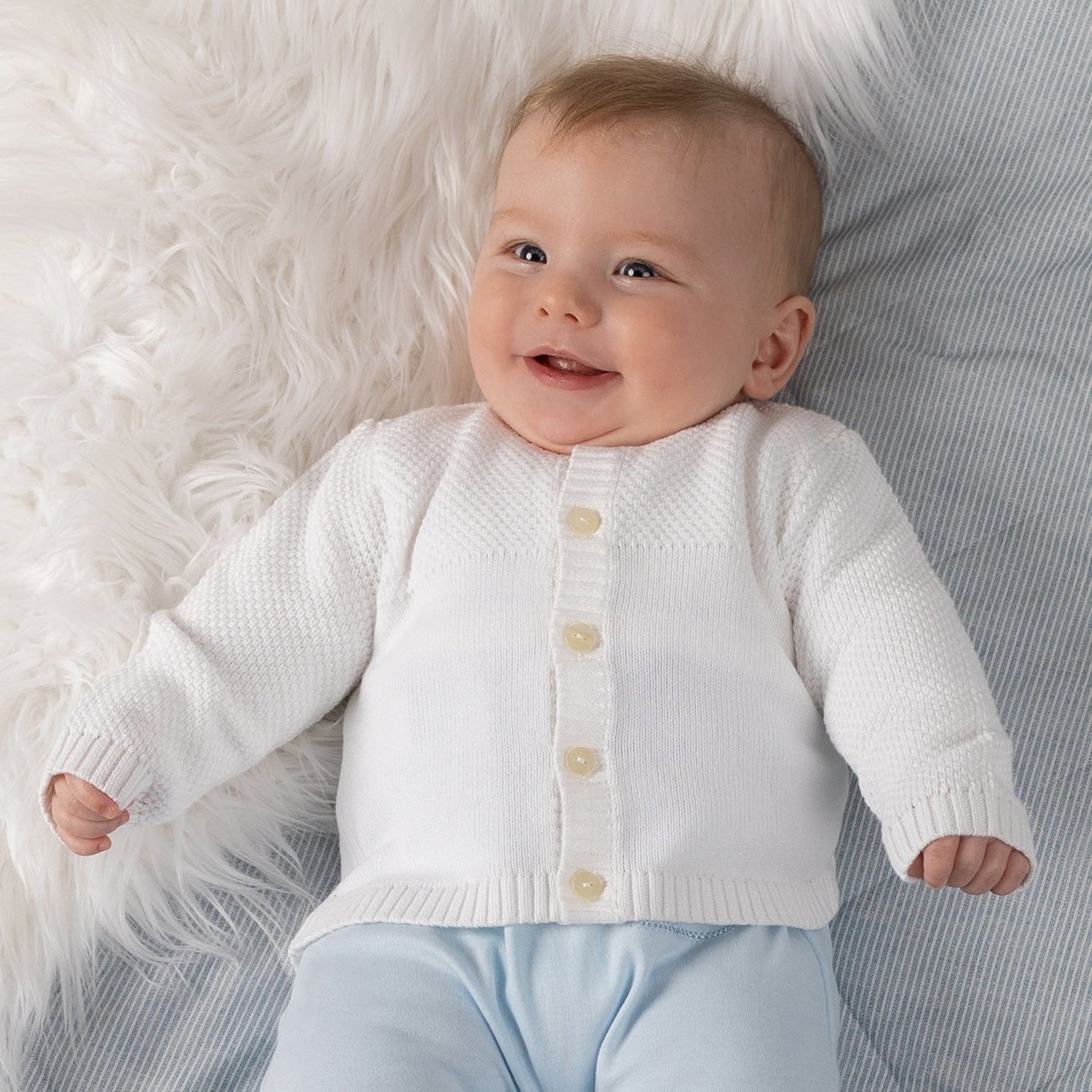 Cypress White Knit Baby Cardigan - Baby Knitwear | Emile et Rose