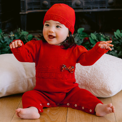 Elise Red Knit All in One & Hat