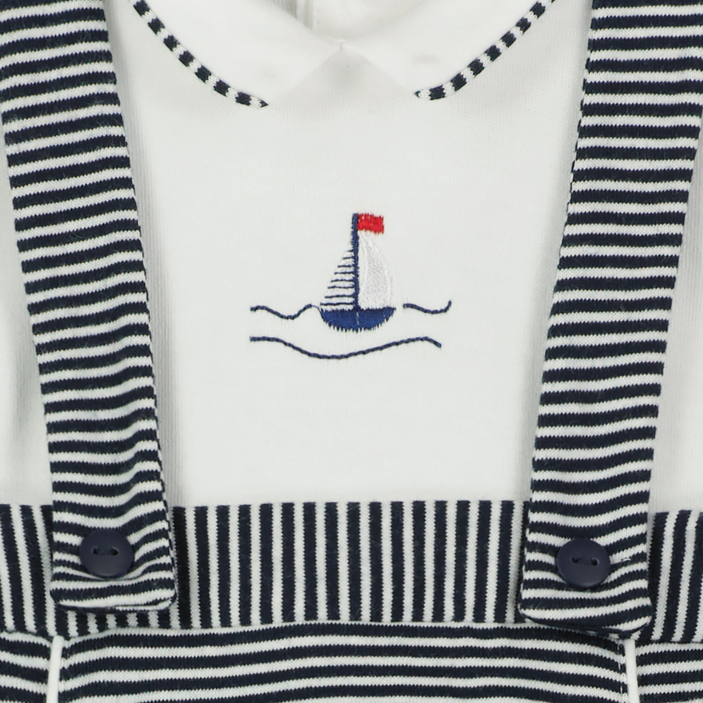 Finlay Sail Boat Embroidery Babygrow