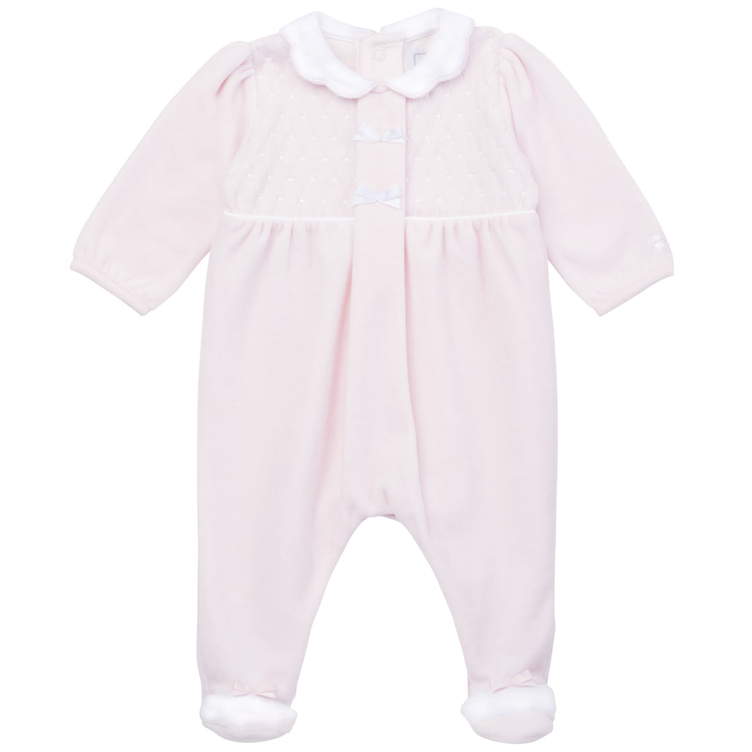Hattie Velour Girls Pink Babygrow - Main Image