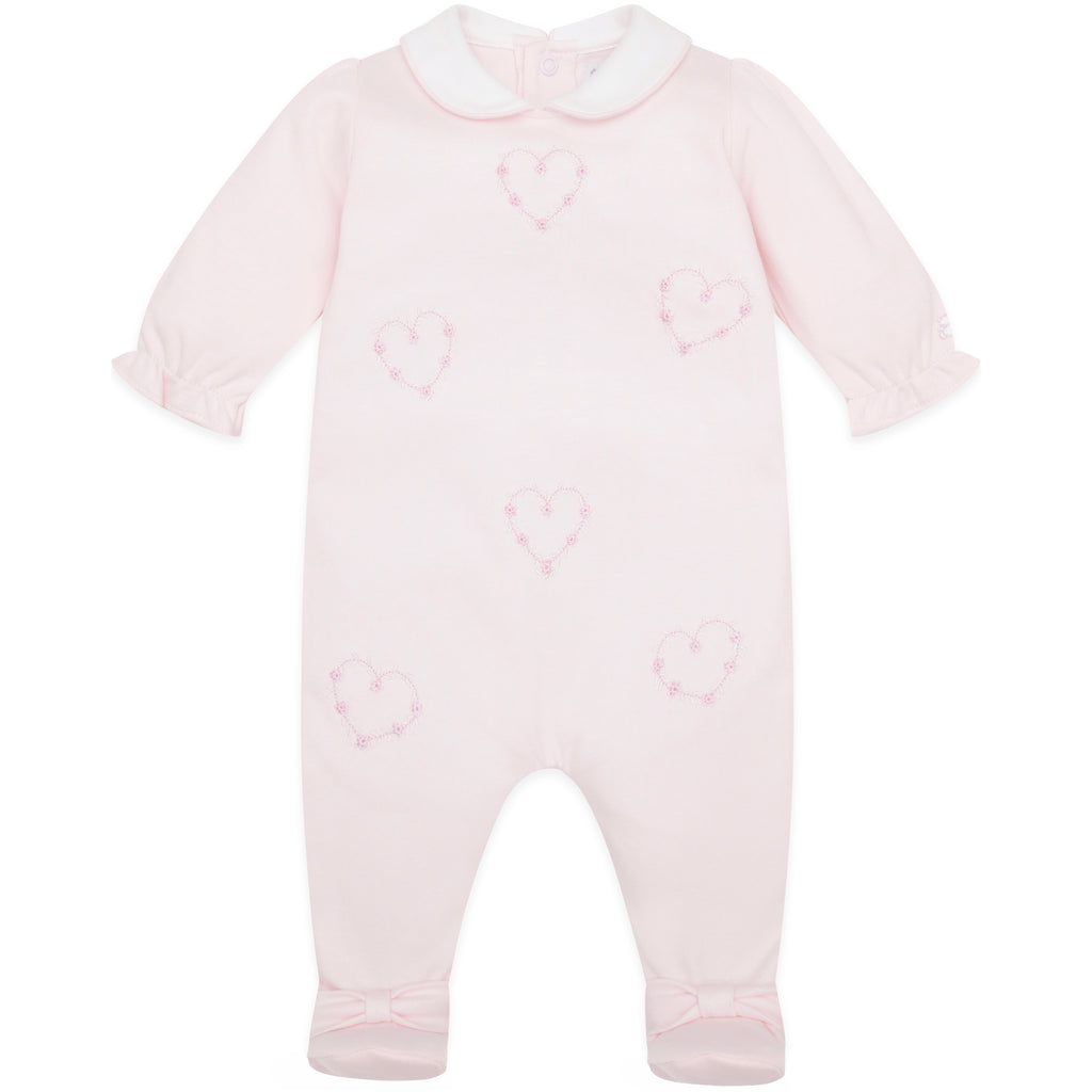 Jenna Baby Girls Heart Embroidery Babygrow