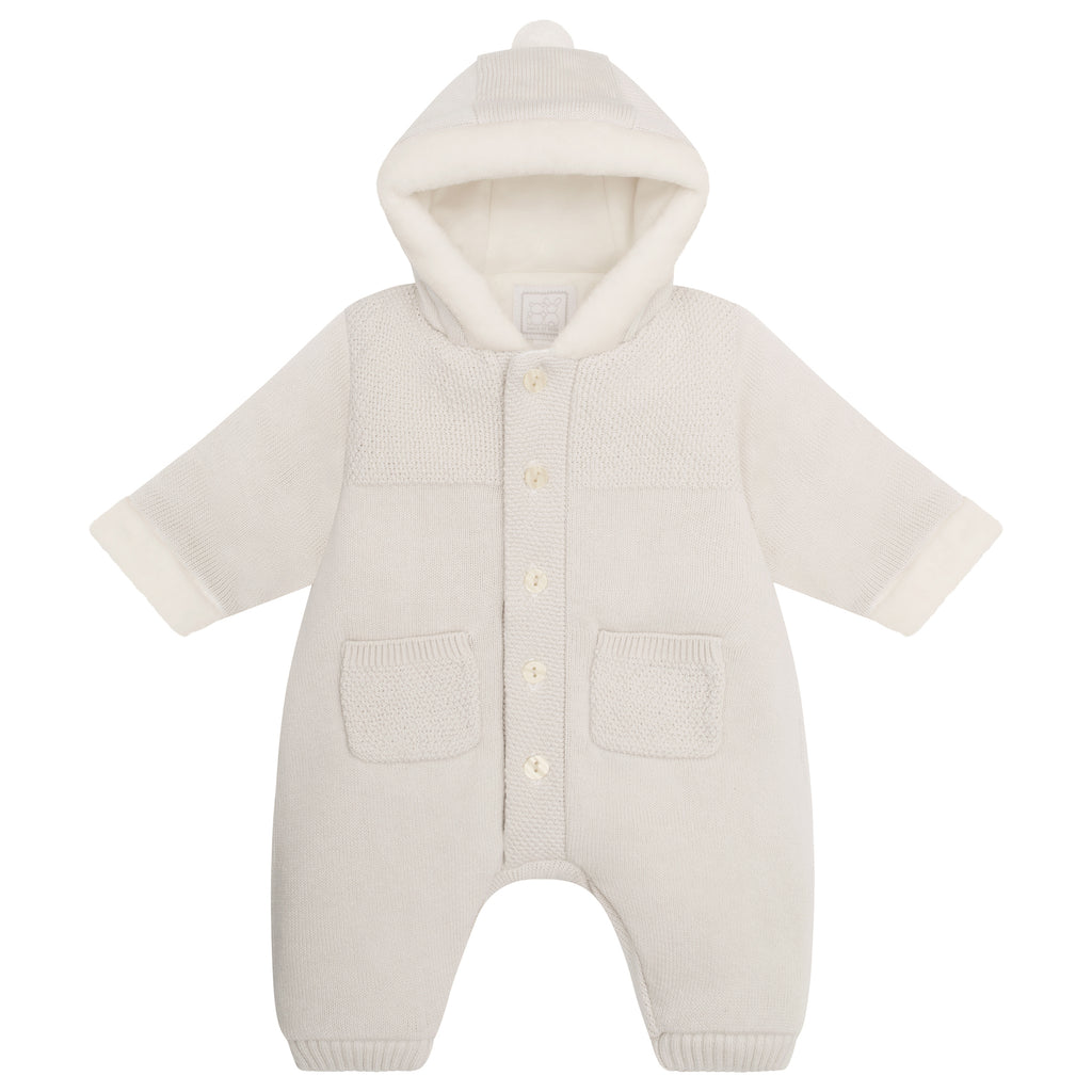 Kane Stone Knitted Pramsuit Fur Trim
