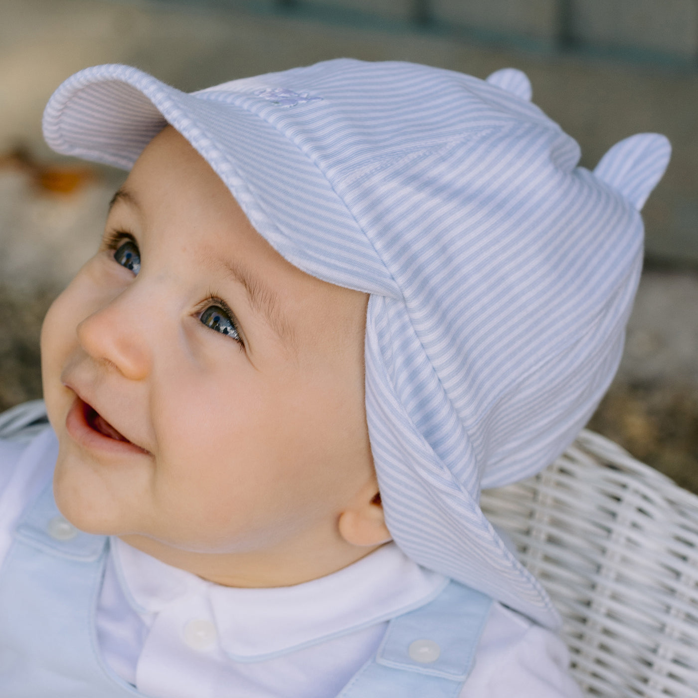 Finn Blue Striped Sun Cap With Ears