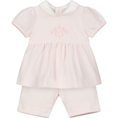 Faye Pink Floral Embroidery Girls Set