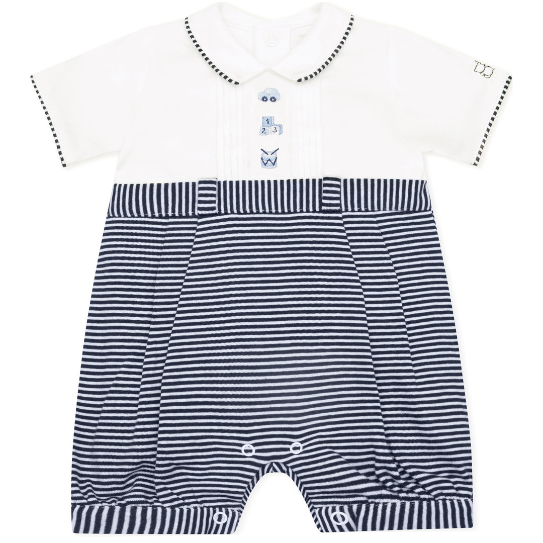 Jarvis Navy Boys Toy Embroidery Romper
