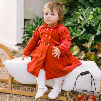 Rosanna Red Velour Girls Coat & Hat Set