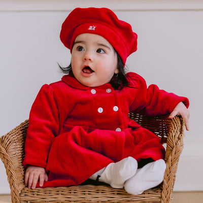Rosanna Red Velour Girls Coat & Hat Set