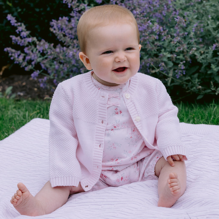 Cypress Pink Knit Baby Cardigan - Baby Knitwear | Emile et Rose