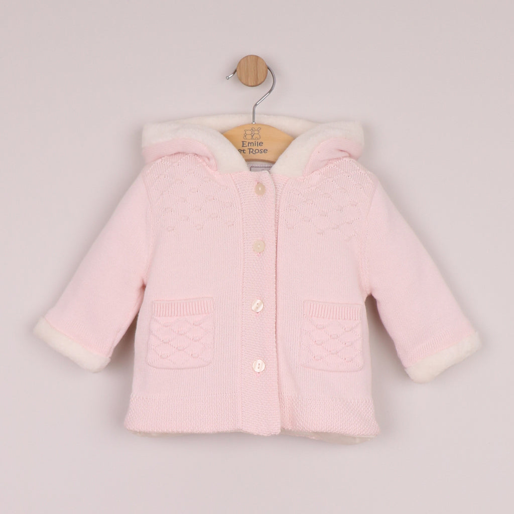 Kitty Knitted Hooded Jacket Fur Trim