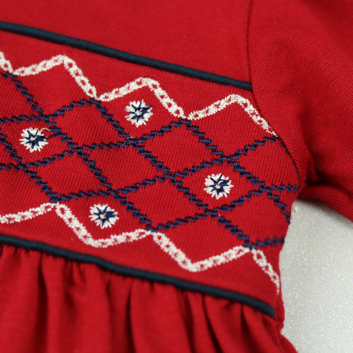 Christie Red Baby Dress with Tights - Christmas Dress for Baby Girls