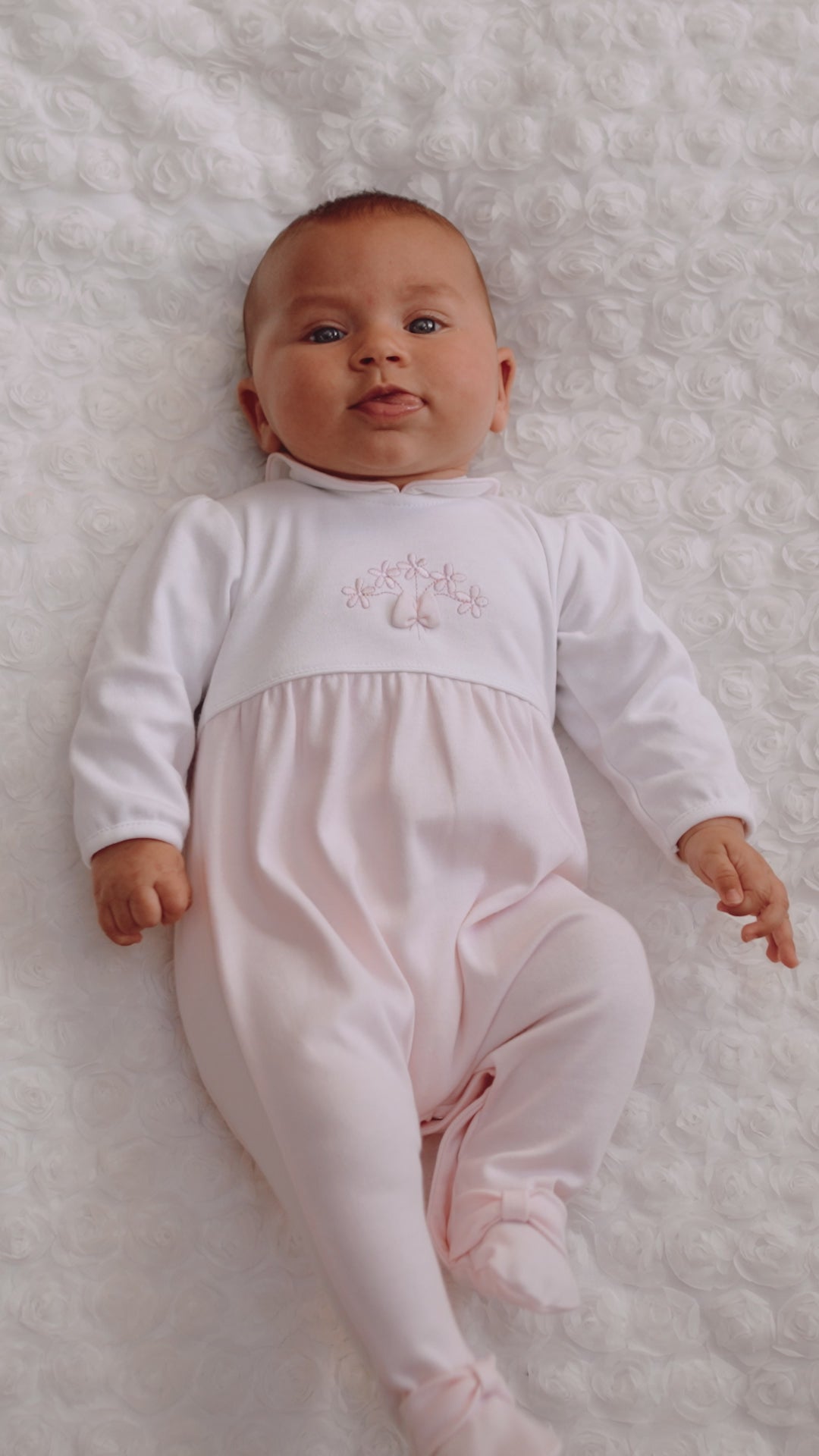 Fran Floral Embroidery Girls Babygrow