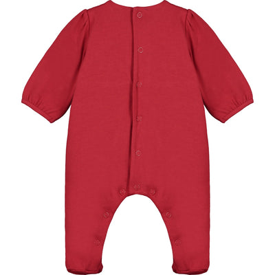 Nea Red Cotton Babygrow with Lace Detail - Emile et Rose
