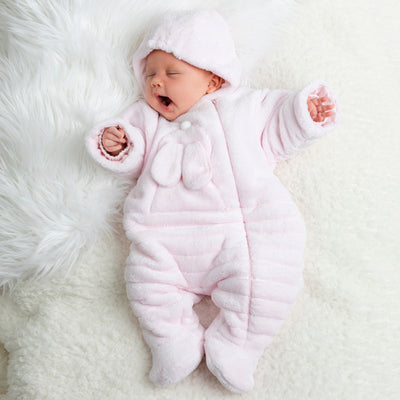 Alison Pink Fleece Baby Pramsuit - Emile et Rose