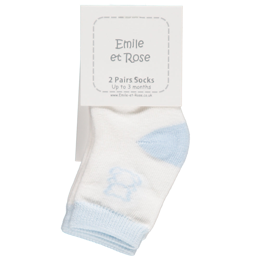 Alpine Boys Socks Twin Pack, Pale Blue and White - Emile et Rose