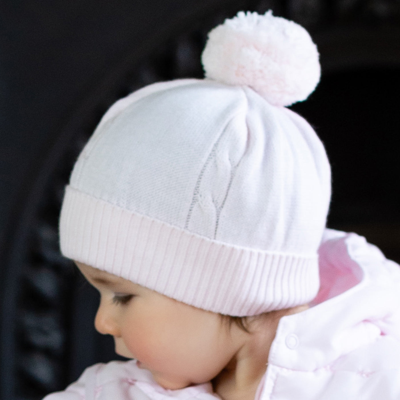 Fuzzy Pink Baby Bobble Hat