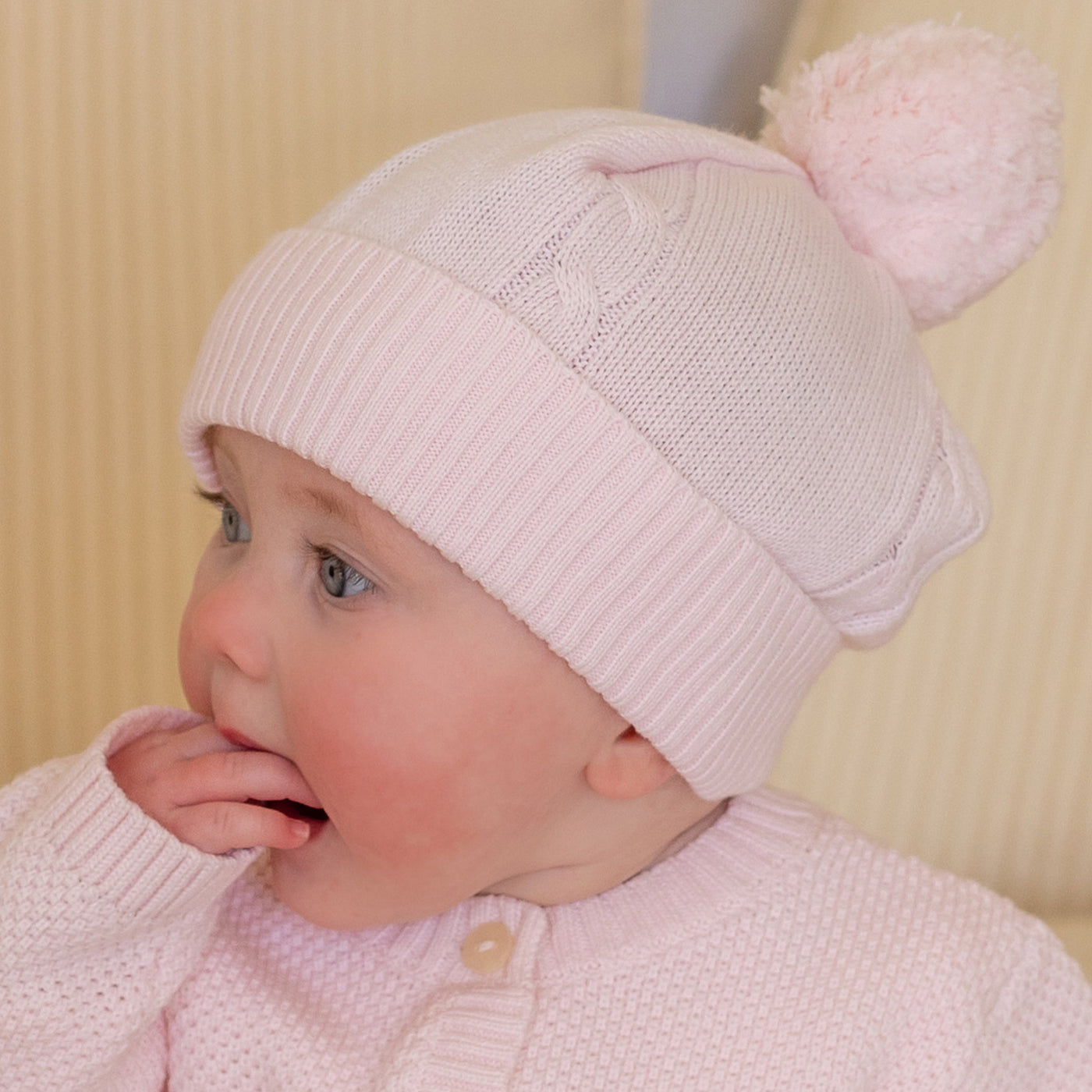 Fuzzy Pink Baby Bobble Hat
