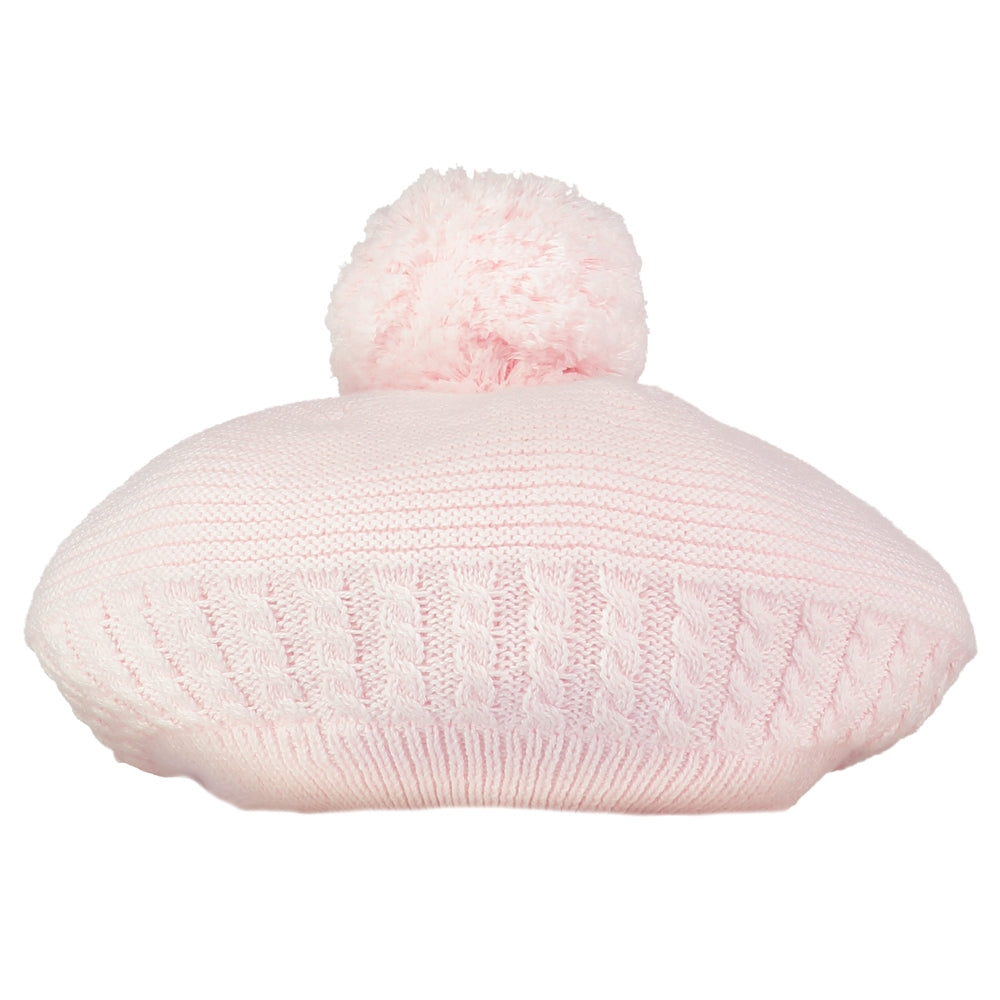 Nera Pink Knit Bobble Beret