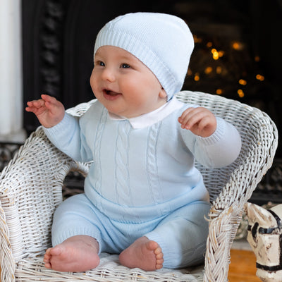 Turner Blue Knit Outfit with Hat