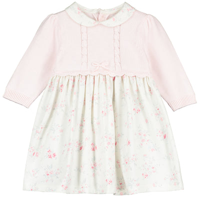 Cerys Pink Girls Floral Dress with Tights