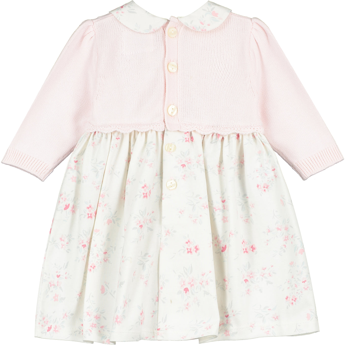 Cerys Pink Girls Floral Dress with Tights