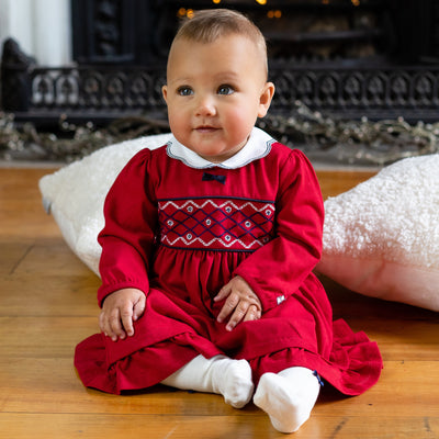 Christie Rotes Babykleid mit Strumpfhose