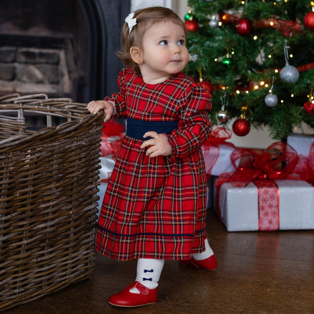 Carlina Red Girls Dress with Tights - Festive Baby Girls Dresses | Emile et Rose Carlina Red Girls Dress with Tights - Festive Baby Girls Dresses | Emile et Rose