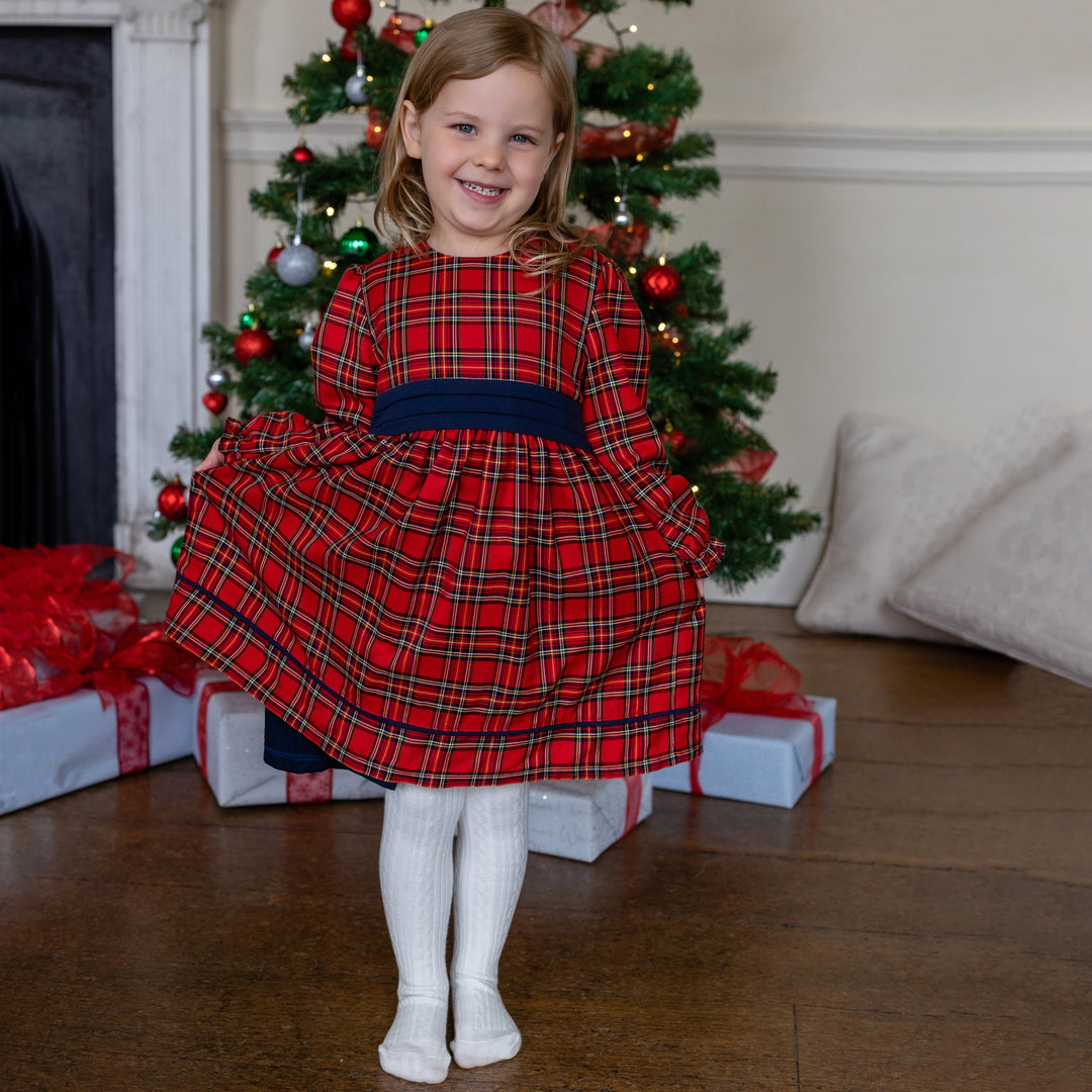 Carlina Red Girls Dress with Tights - Festive Girls Dresses