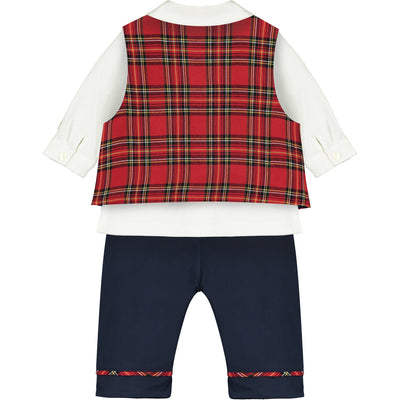 Campbell Navy Baby Boys Christmas Outfit from behind