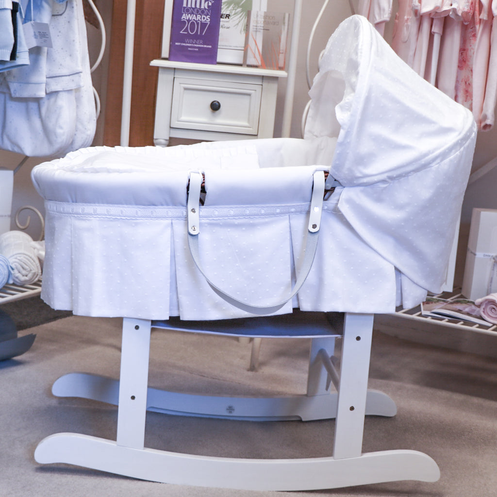 Beautiful Moses Basket Box Pleats & Mattress