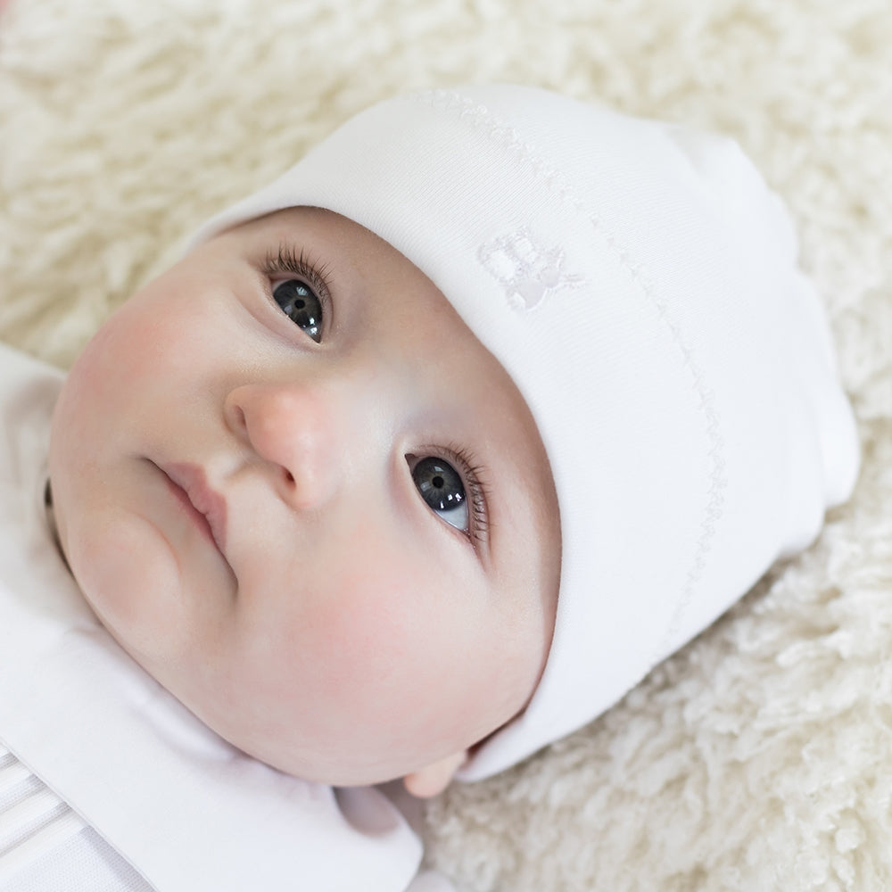 Unisex Baby White Pull On Hat - Emile et Rose