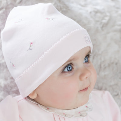 Romy Pink Rosebud Baby Pull - On Hat - Emile et Rose
